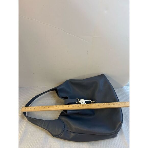 Dooney & Bourke Belvedere & Dust bag gold hook blue leather shoulder bag purse ( - Picture 10 of 16